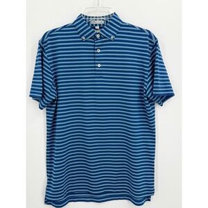 Peter Millar Polo Shirt Mens S Blue Striped Performance Short Sleeve Golf